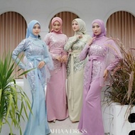 Affia Dress Queenbee Fashion Gamis Muslim Wanita Pesta Kondangan