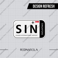 Changi Intl Airport Code SIN Sign Sticker