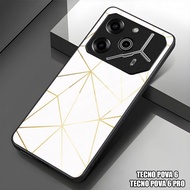 HP GUMIHO - Glossy Glass Glitter Case for Type TECNO POVA 6hp TECNO POVA 6 PRO/ Fashion ABSTRACT AES