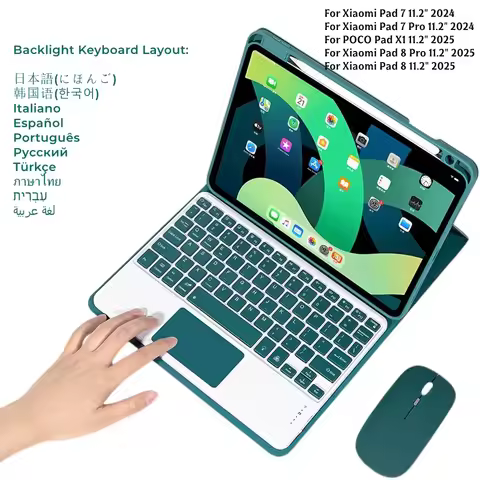 Backlight Keyboard Case Mouse for Xiaomi Pad 8/8 Pro 11.2" 2025 Bluetooth Wireless Spanish Korean Ma