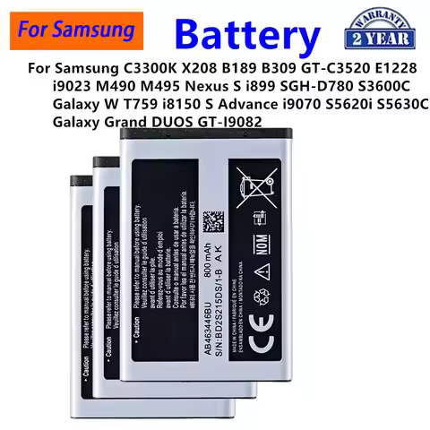 AB463446BU EB484659V UBattery For Samsung C3300K i9023 Nexus S i899 SGH-D780 S3600C W T759 Galaxy S 