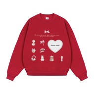 Áo sweater nữ trơn form boxy 1901 Miucho cổ tròn vải nỉ bông 350 GSM in mix