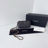 💎Chanel香奈兒｜trendy cc mini黑金荔枝皮 盒子相機包｜99新芯片款