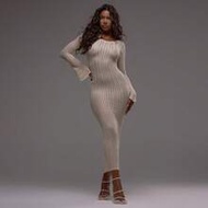 เดรสยาวถักคอปกแขนยาวเซ็กซี่โบฮีเมียนสำหรับเทศกาล Ibiza วันหยุดฤดูร้อน น่ารัก สง่างาม ฤดูหนาว ฤดูใบไม