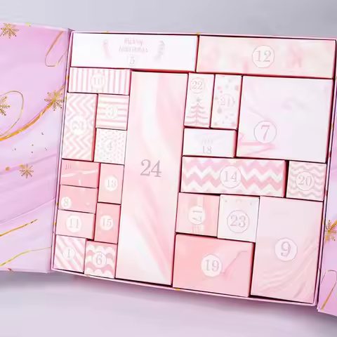 24 Day Folding Christmas Countdown Calendar Mystery Box Pink Countdown Advent Calendar Box