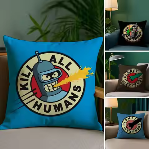 F-Futurama B-Bender Pillow Case Plush Fabric Soft Double Sided Print Sofa Cushion Cover Throw Pillow