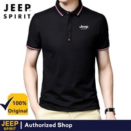 JEEP SPIRIT Men's short sleeve T-shirt shirt collar solid color pocket free polo shirt slim lapel half sleeve shirt