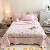 {Chaoku clothing} Korean Princess Style Flower Embroidery Quilted Ruffles Summer Quilt Bedspread Bed Skirt Mattress Cover Pillow Shams Bedclothes