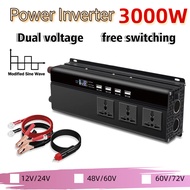 【Original Factory Inverter】3000W Solar Inverter Car Inverter DC 12V/ 24V to AC 220V LED Intelligent 