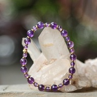 【手環系列】6.2mm烏拉圭紫水晶手環 綴黃銅 (歡迎客製)