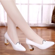 Cresfimix women high quality black pu leather round toe heel pumps for party with crystal lady cool 