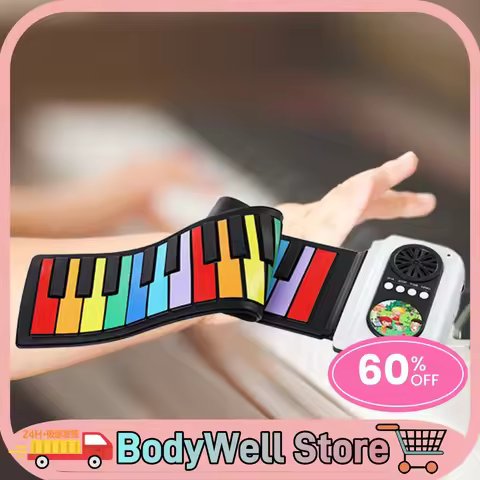 49 Keys Flexible Roll Up Piano Portable Electronic Hand Roll Piano Bluetooth-Compatible Mp3 Headphon