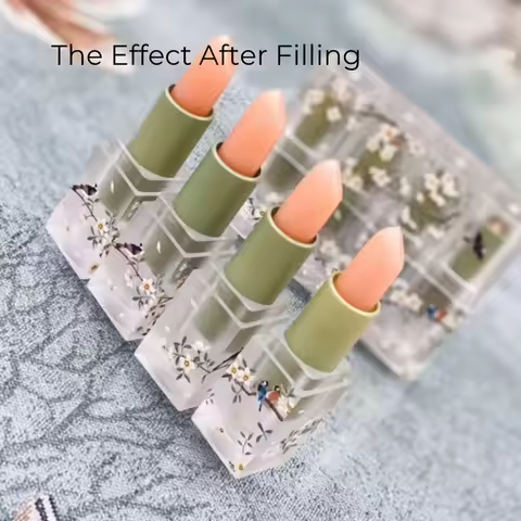 10PCS Empty Lipstick Tubes Pink Green Plastic Matte Floral Cosmetic Containers Refillable DIY Makeup
