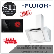 FUJIOH FR-MT1990 R/V 900MM  CHIMNEY COOKER HOOD WITH GLASS PANEL  +  FUJIOH FH-IC6020 HYBRID HOB BUNDLE DEAL