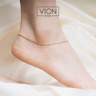 Vion S925 10731-10170 925 Silver Anklet, Gold Plated Twist Anklet