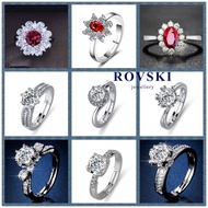 ROVSKI Fashion Korean Jewelry 50 Designs Cincin Silver 925 Original Cincin Perak Perempuan Women Ring Minimalist Adjustable Rings Shine Like A Diamond Ready Stock
