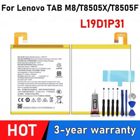 100% New high Capacity Battery L19D1P31 For lenovo TAB M8 /T8505X Batteries+ Free Tools