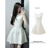 连衣裙dress杏色高级感无袖短裙A字连衣裙2025夏新款绝美连衣裙高干文女主裙新款25.9.21