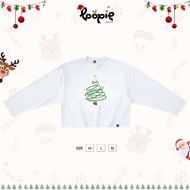 Long-sleeved Boxy T-shirt with Christmas Tree Print By Loopie Club BST223 4-Way Stretch Cotton Autum
