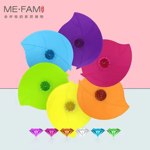 Set of 3 Silicone Butterfly Leaves Cup Lid Acrylic Diamond Hot Tea Mug Cover Seal Dustproof Universa