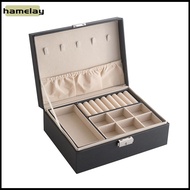 Double-layer Jewelry Box Safety Lock Micro Fiber Leather Adjustable Compartments Jewelry Case for Ri