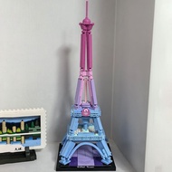 2025 Compatible Lego Eiffel Tower Building Blocks Pink Blue Gradient Style Girls Assembled Education