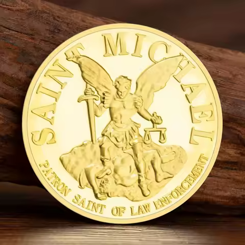 Saint Michael 2nd Amendment Collectible Coin Golden Plated Angel Commemorative Coin Souvenir Gift