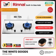 [FREE SHIP + 2 GIFT] Rinnai Gas Cooker 2 Burner Built in Stainless Steel Hob RB-72S (5.5kW)