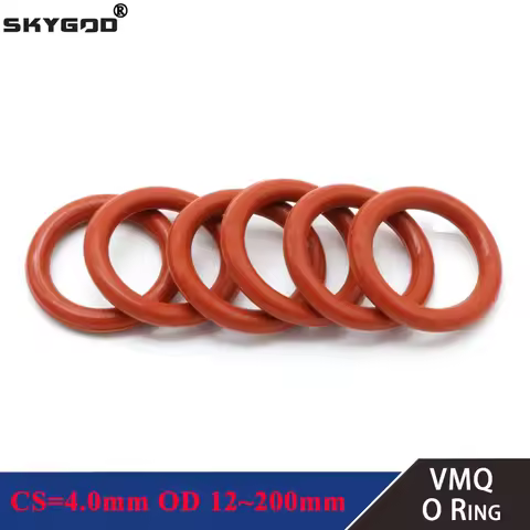 10Pcs Red Silicone Ring Gasket CS 4mm OD 12 ~ 200mm Silicon O Ring Gasket Food Grade Rubber O-ring V