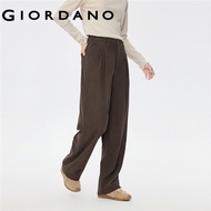 GIORDANO WOMEN Corduroy mid rise pleated pants 13415673