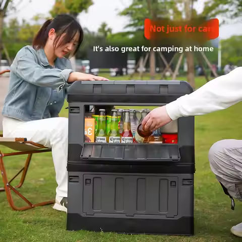 80L Collapsible Double Side Open Camping Storage Box Portable Car Trunk Sorting Bin Outdoor Picnic R