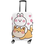 Luggage Cover Suitcase Cover ﻿Rabbit Shiba Inu Dog Cute Cartoon Character Kawaii Protective Covers Suitcase Protector M Fits 22-24 Inch Luggage