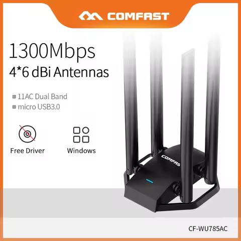Comfast 1300Mbps WI-FI Receiver 4*6dBi Dual Band Antenna Driver-Free Long Range Network Card 2.4&5GH
