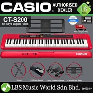 Casio CT-S200 61 Key Casiotone Electric Keyboard Basic Package Music Piano Red (CTS200 CT S200 CTS 2