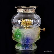 YTO Eight Auspicious Symbols Colored Glaze Oil Lamp and Buddha Lamp Buddha lamp Household Glass Liquid Butter Lamp