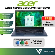 Acer Aspire Vero AV14-52P-309G Intel i3-1315U 8GB 512GB Intel UHD 14'' FHD W11 H&S i3 Laptop