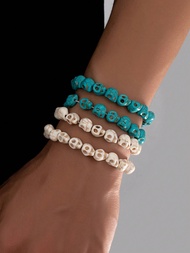 Skull Punk Gothic Retro Bracelet, Unique Couples/Baddie Jewelry For Halloween Party (No Gift Box)