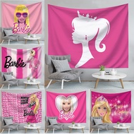 Pink Barbie Tapestry Background  Disney Barbie Princess Polyester Tapestry Wall Decoration Bedroom D