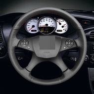 Hand-stitched Black Artificial Leather Car Steering Wheel Cover for Mercedes-Benz W204 C-Class 2007-