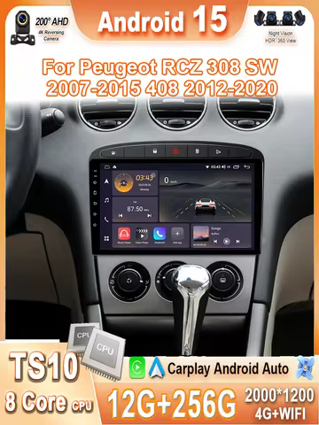 Car For Peugeot RCZ 308 SW 2007-2015 408 2012-2020 Android 15 CarPlay Auto Radio Multimedia Video Pl