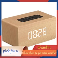 Wooden Bluetooth Speaker Alarm Clock Hifi Surround Sound Multifunctional Double Horn W5