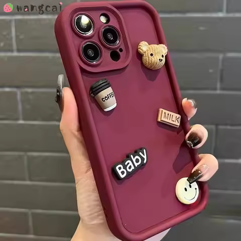 For Huawei Nova Y71 Y70 Plus Y90 Y61 5T 11i Y7A P60 P50 P40 Pro Phone Case Matte Simple Bear Head Co