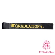 Selempang Sash Happy Birthday Graduation Hitam Tulisan Gold Emas Kain Satin Ulang Tahun Lulusan Lulu