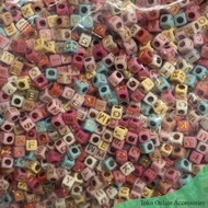 1 Pound @450gr rainbow gold alphabet letter beads
