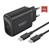 HP [ ROBOT RTGC01C GAN 25WATT ]- ROBOT Golden Series GaN Charger 25W RT- GC01C with 1.5m braided cab