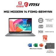 MSI MODERN 14 F13MG-881MYNN LAPTOP ( I5-1334U, 16GB RAM, 512GB SSD, Intel,14" FHD, GREY- W11, H&S )