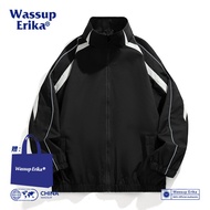 แจ็คเก็ตผู้ชาย WASSUP ERIKA ทรงหลวม ปกตั้ง แขนยาว สไตล์ลำลอง ฤดูใบไม้ร่วง 2024 แจ็คเก็ตผู้ชายแบบสวมห