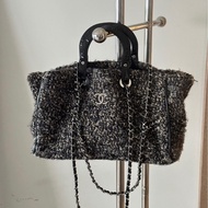 「JL精品代購」9新 Chanel 香奈兒 粗花呢機場購物袋手提/肩背包