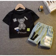 Boys levis Pants Short T-Shirt Suit panda Print 1-5 Years Wholesale