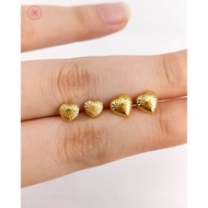 ✴COD PAWNABLE 18k Earrings Legit Original Pure Saudi Gold Dotted Heart Stud Earrings w/ Gold Pakaw✲